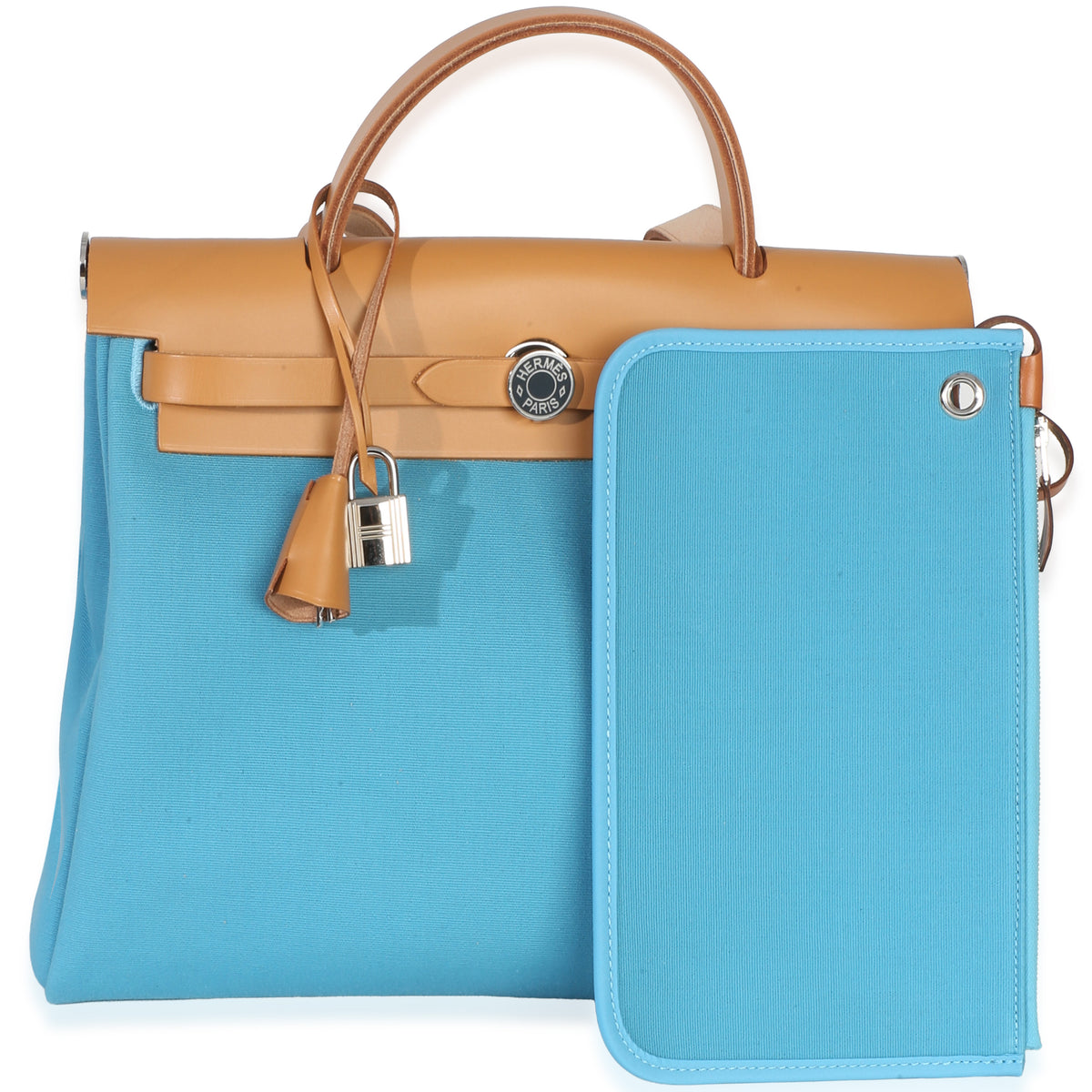Hermès Bleu Azteque Toile Vache Hunter Herbag Zip 31 PM PHW Handbag 9