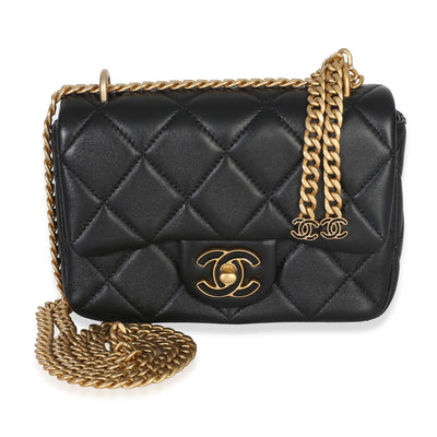 Chanel Black Quilted Lambskin Enamel Pending CC Mini Square Flap Bag Handbag id