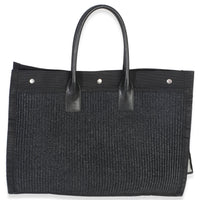 Saint Laurent Black Beige Raffia Rive Gauche Tote Handbag 4