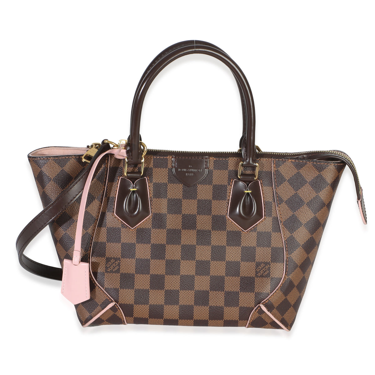Louis Vuitton Rose Ballerine Damier Ebene Canvas Caissa PM Tote Handbag id