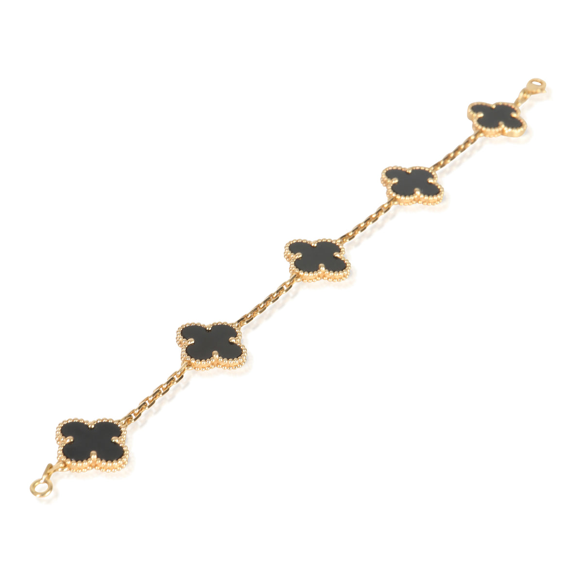 Van Cleef & Arpels Yellow Gold Onyx Vintage Alhambra Bracelet bv