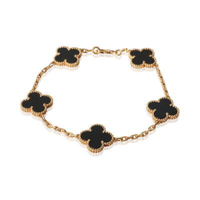 Van Cleef & Arpels Yellow Gold Onyx Vintage Alhambra Bracelet fv