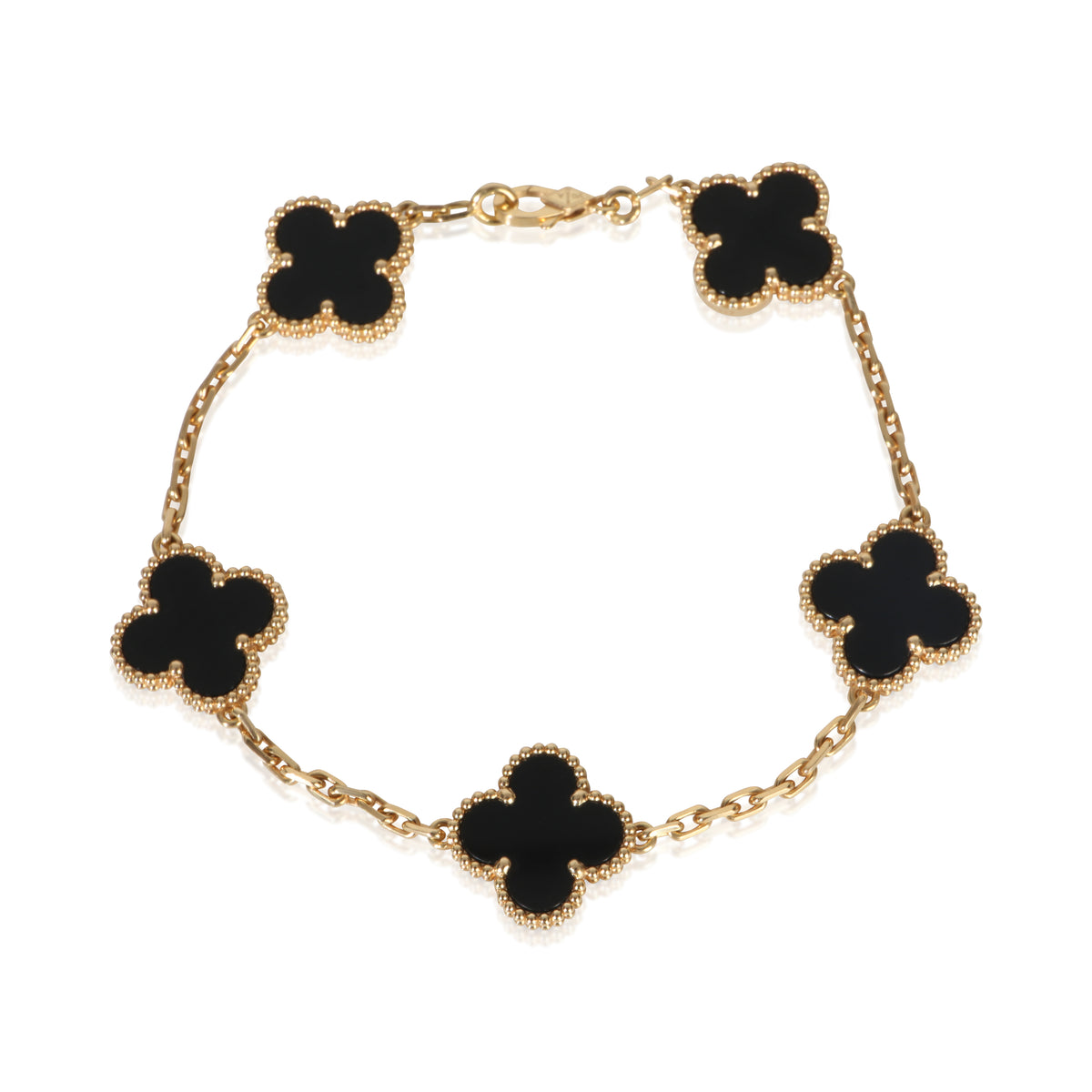 Van Cleef & Arpels Yellow Gold Onyx Vintage Alhambra Bracelet sv