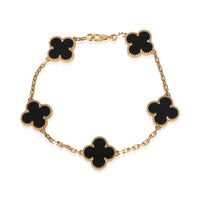 Van Cleef & Arpels Yellow Gold Onyx Vintage Alhambra Bracelet sv