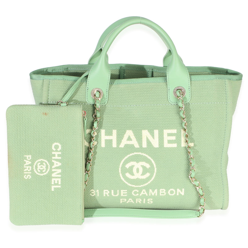 Chanel Green Mixed Fibers Small Deauville Tote Handbag id
