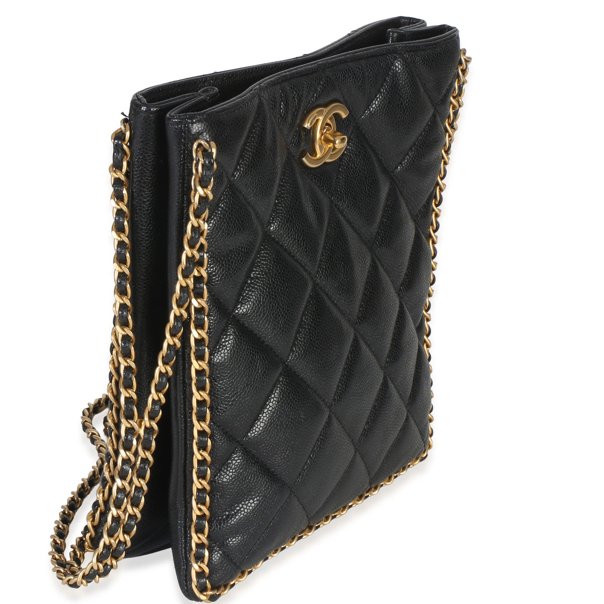 Chanel Black Quilted Caviar Mini Never Ending Chain Tote Handbag 3