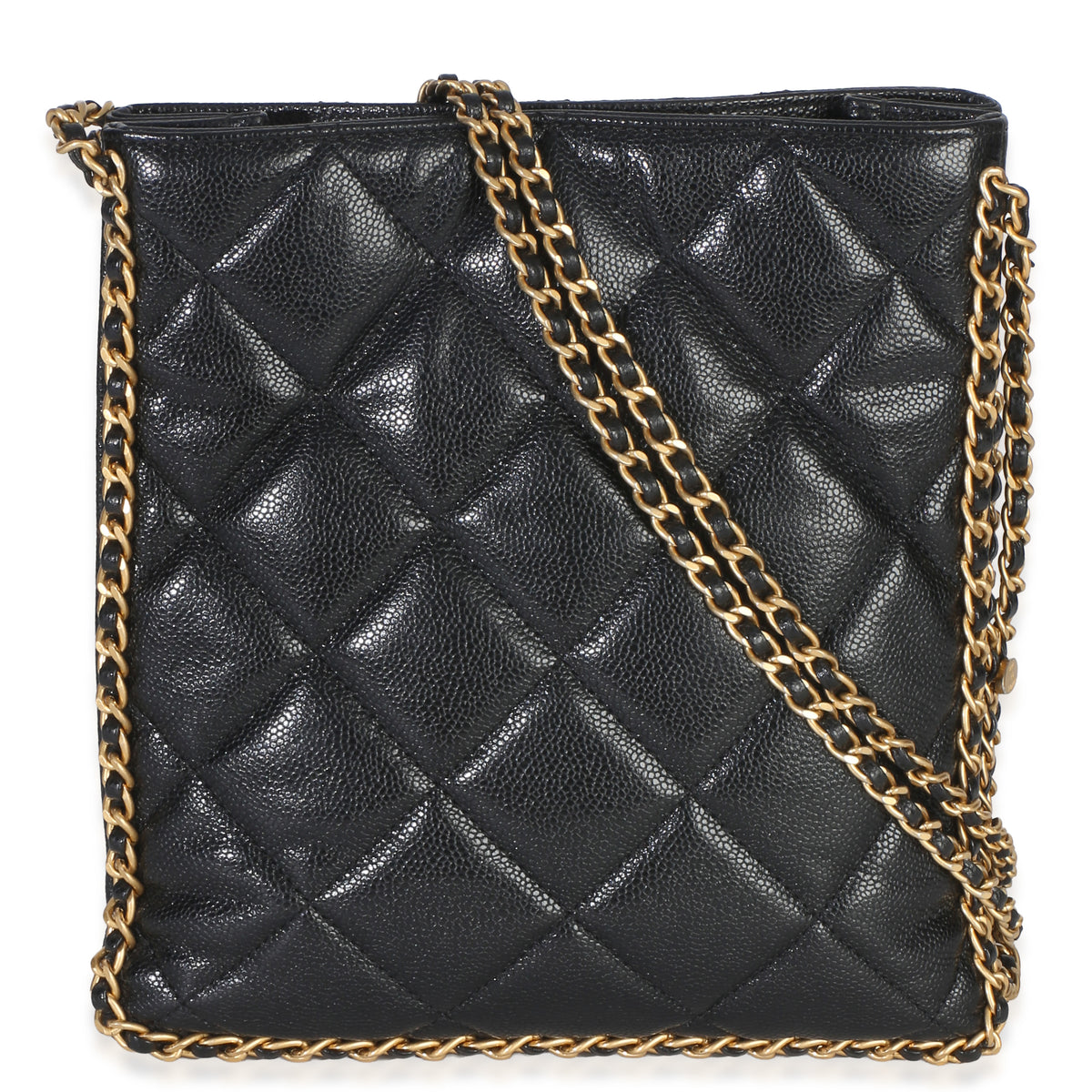 Chanel Black Quilted Caviar Mini Never Ending Chain Tote Handbag 4