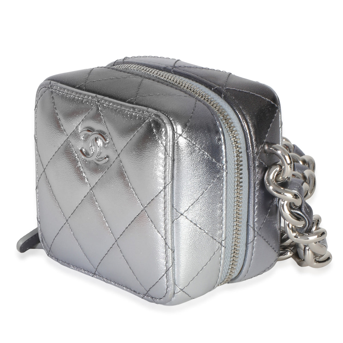 Chanel Metallic Quilted Lambskin Coco Punk Clutch With Chain Handbag 2