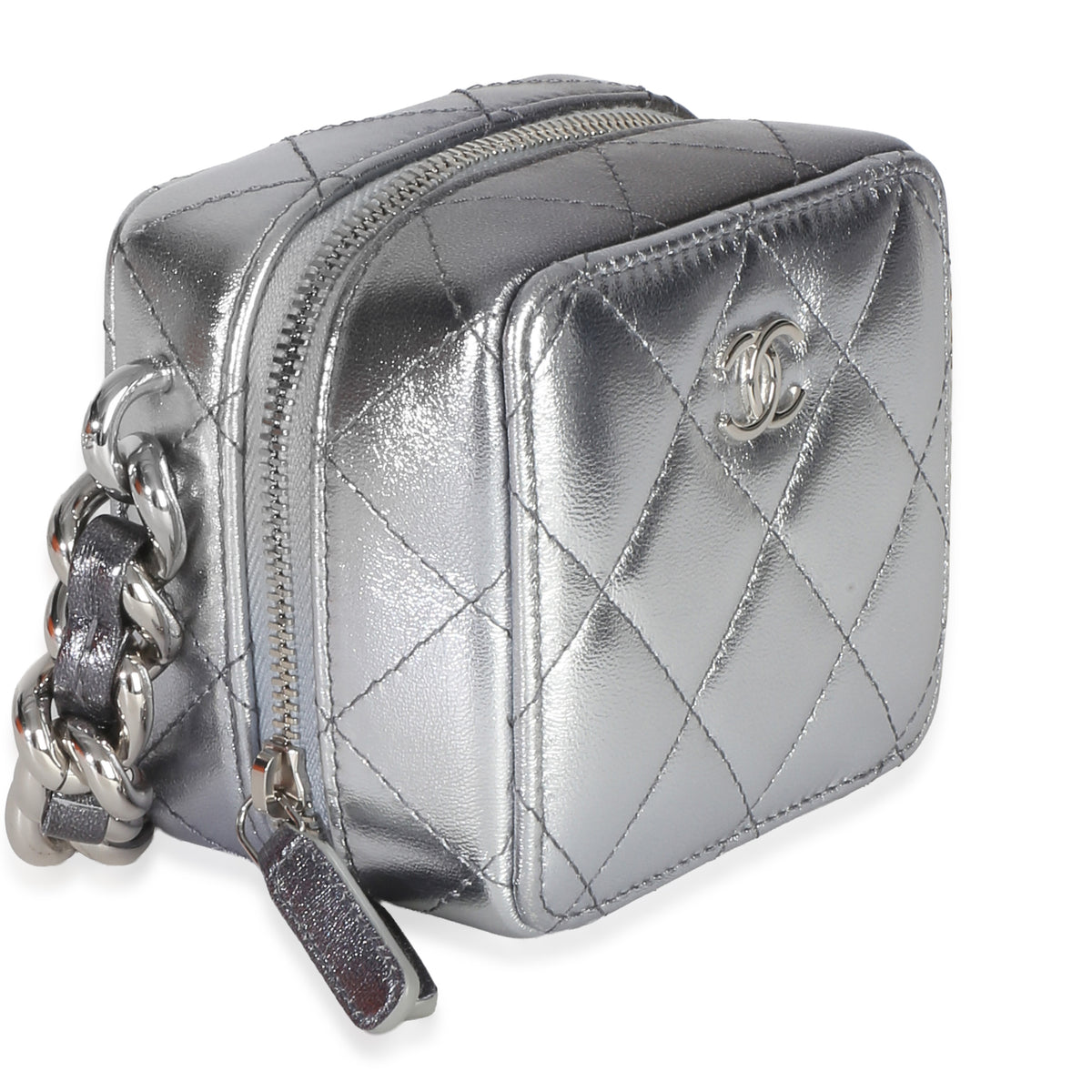 Chanel Metallic Quilted Lambskin Coco Punk Clutch With Chain Handbag 3