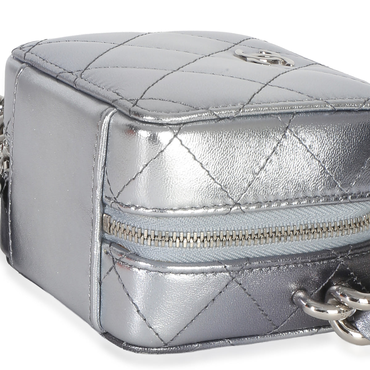 Chanel Metallic Quilted Lambskin Coco Punk Clutch With Chain Handbag 6