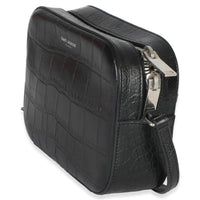 Saint Laurent Black Crocodile Embossed Calfskin Mini Camera Bag Handbag 2