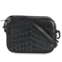 Saint Laurent Black Crocodile Embossed Calfskin Mini Camera Bag Handbag 4