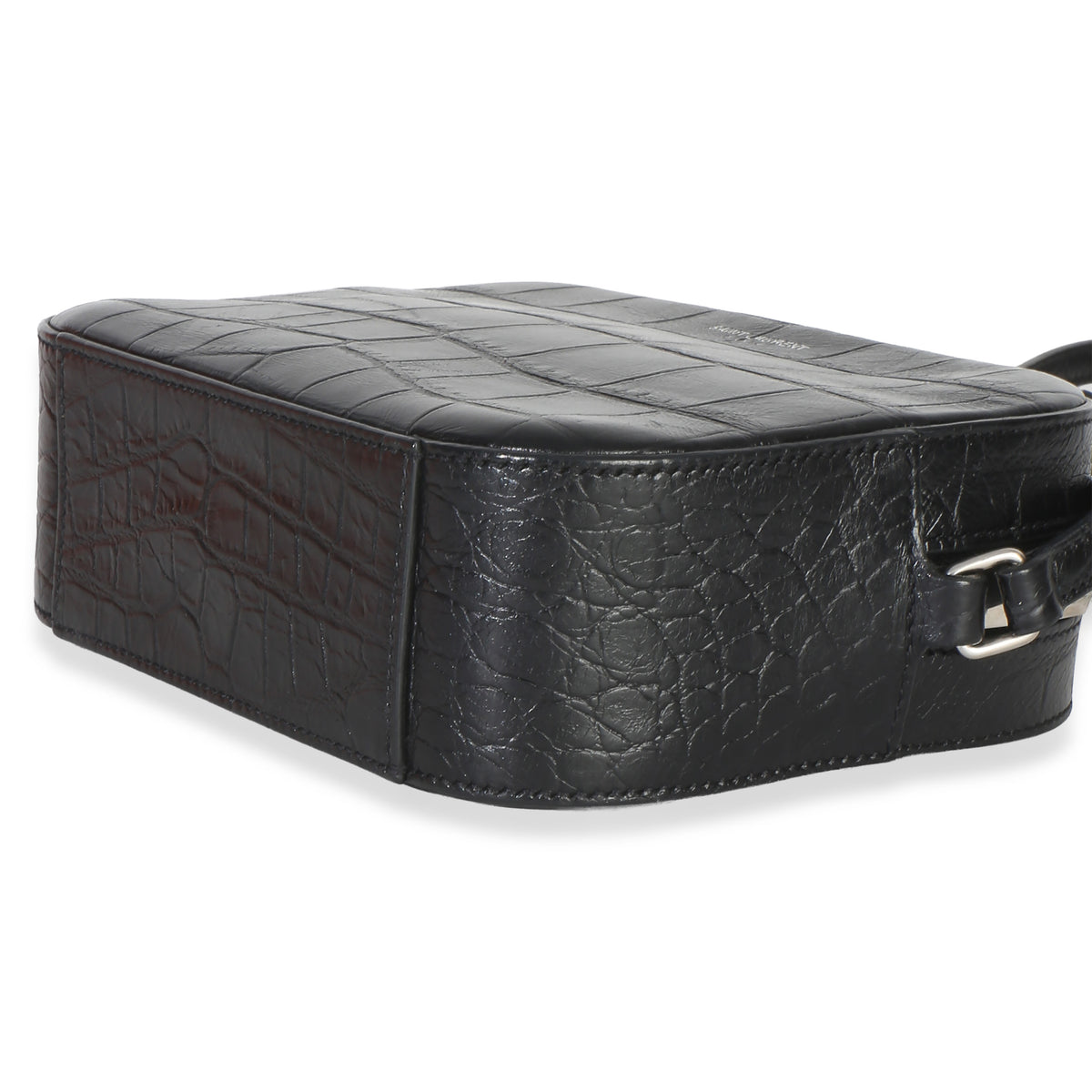 Saint Laurent Black Crocodile Embossed Calfskin Mini Camera Bag Handbag 6