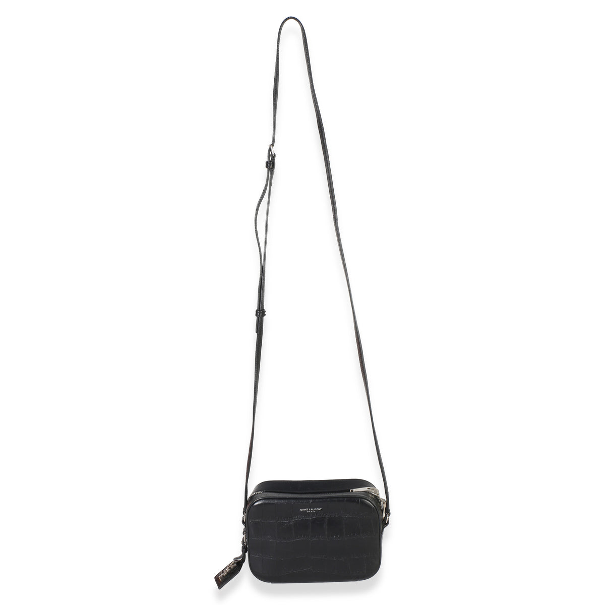 Saint Laurent Black Crocodile Embossed Calfskin Mini Camera Bag Handbag 8