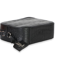 Saint Laurent Black Crocodile Embossed Calfskin Mini Camera Bag Handbag 7