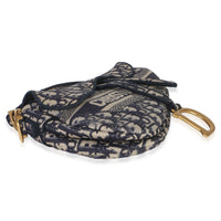 Christian Dior Blue Oblique Embroidered Medium Saddle Bag Handbag 7