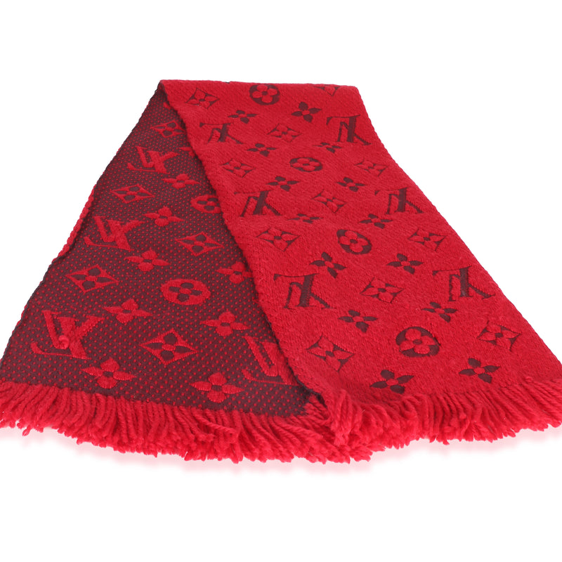 Louis Vuitton Red Monogram Wool Logomania Fringe Scarf id