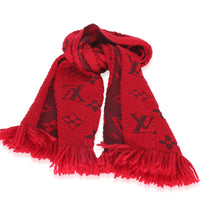 Louis Vuitton Red Monogram Wool Logomania Fringe Scarf 2
