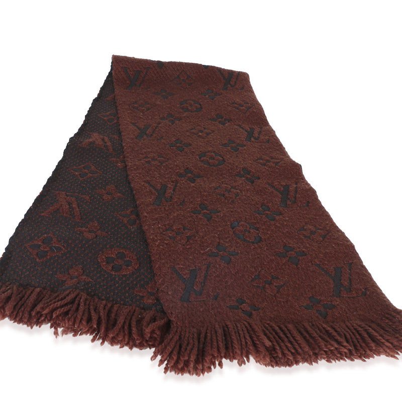 Louis Vuitton Brown Monogram Wool Logomania Fringe Scarf id