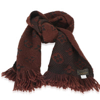 Louis Vuitton Brown Monogram Wool Logomania Fringe Scarf 2