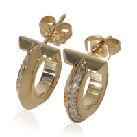 Tiffany & Co. Yellow Gold Diamond Tiffany T T1 Extra Small Hoop Earrings sv