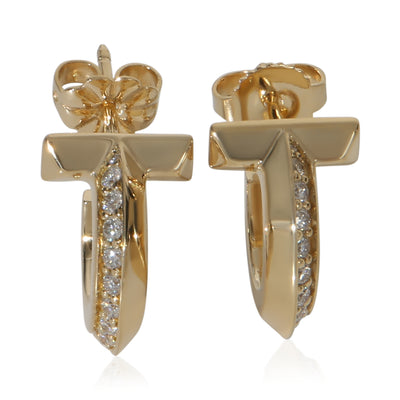 Tiffany & Co. Yellow Gold Diamond Tiffany T T1 Extra Small Hoop Earrings fv