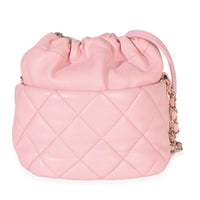 Chanel Pink Quilted Lambskin Pearl Drawstring Bucket Bag Handbag 4