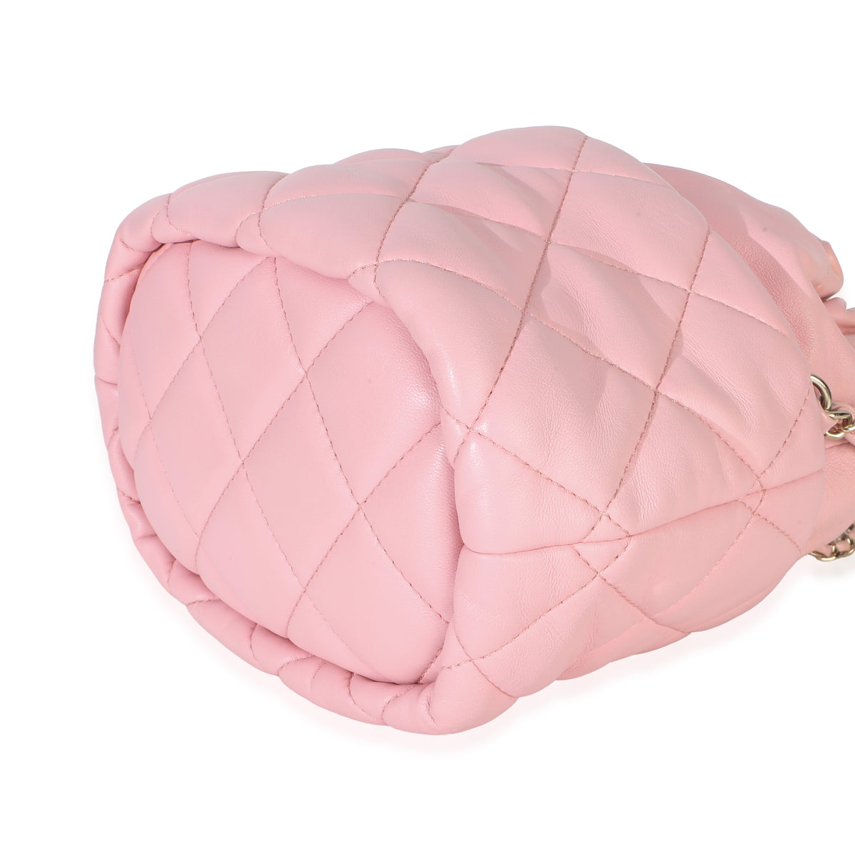 Chanel Pink Quilted Lambskin Pearl Drawstring Bucket Bag Handbag 6