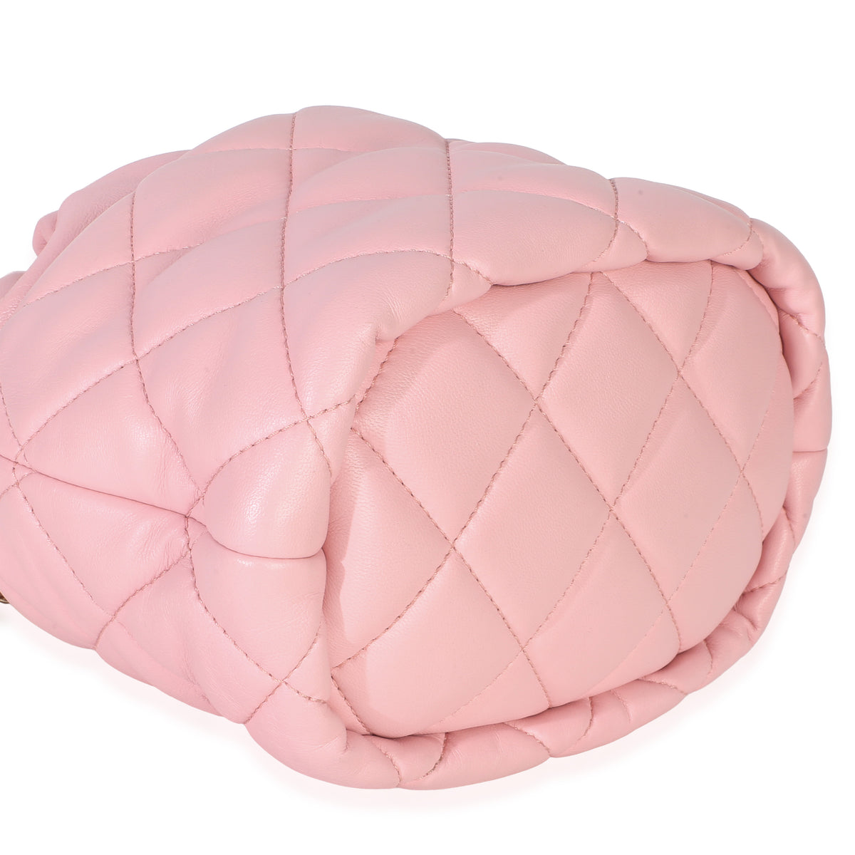 Chanel Pink Quilted Lambskin Pearl Drawstring Bucket Bag Handbag 7