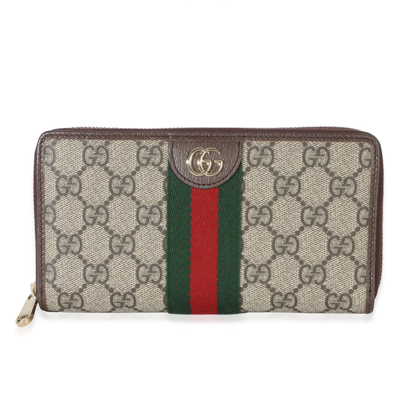 Gucci Beige Ebony GG Canvas Ophidia Zip Around Wallet Wallet id