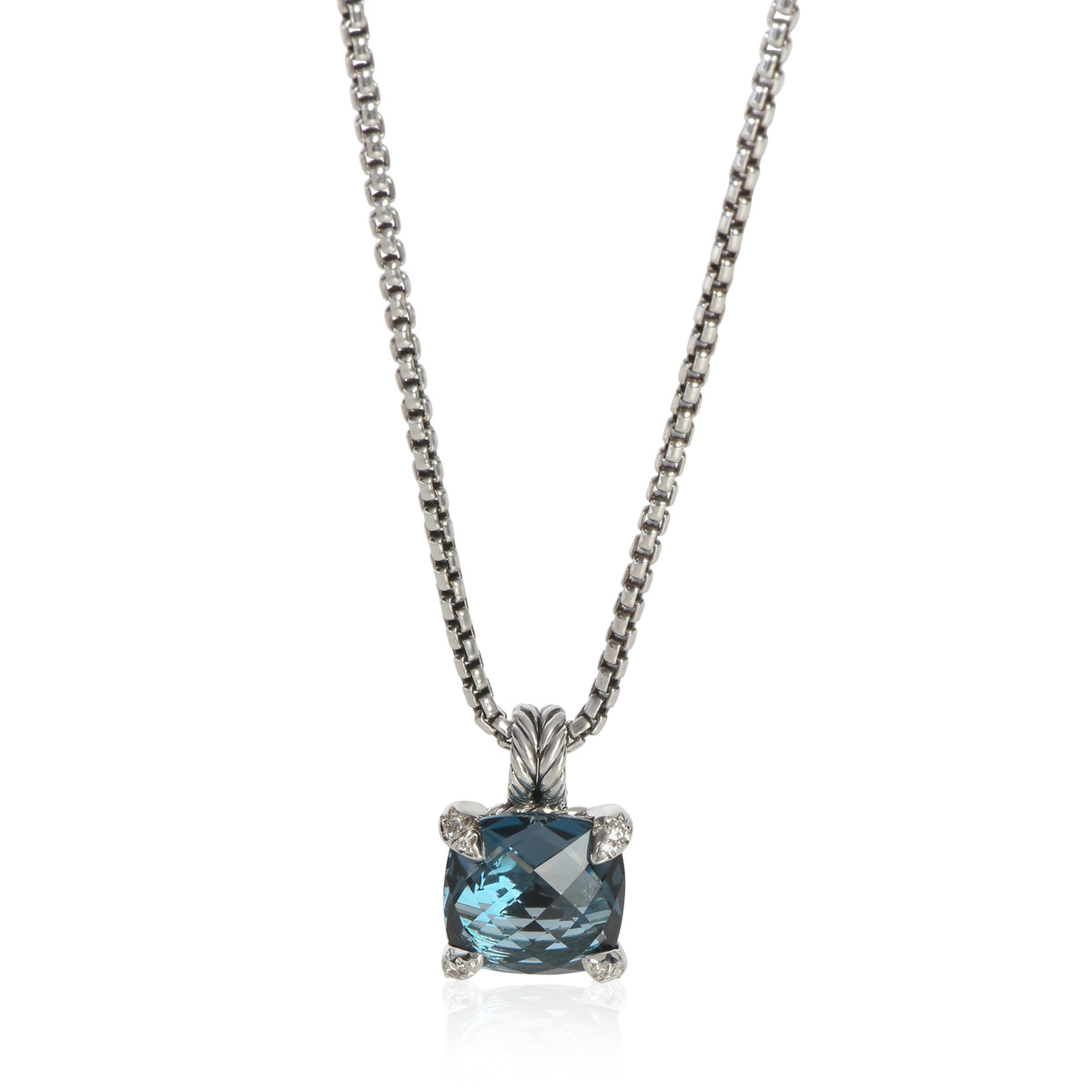 David Yurman Sterling Silver Topaz and Diamond Chatelaine Pendant fv