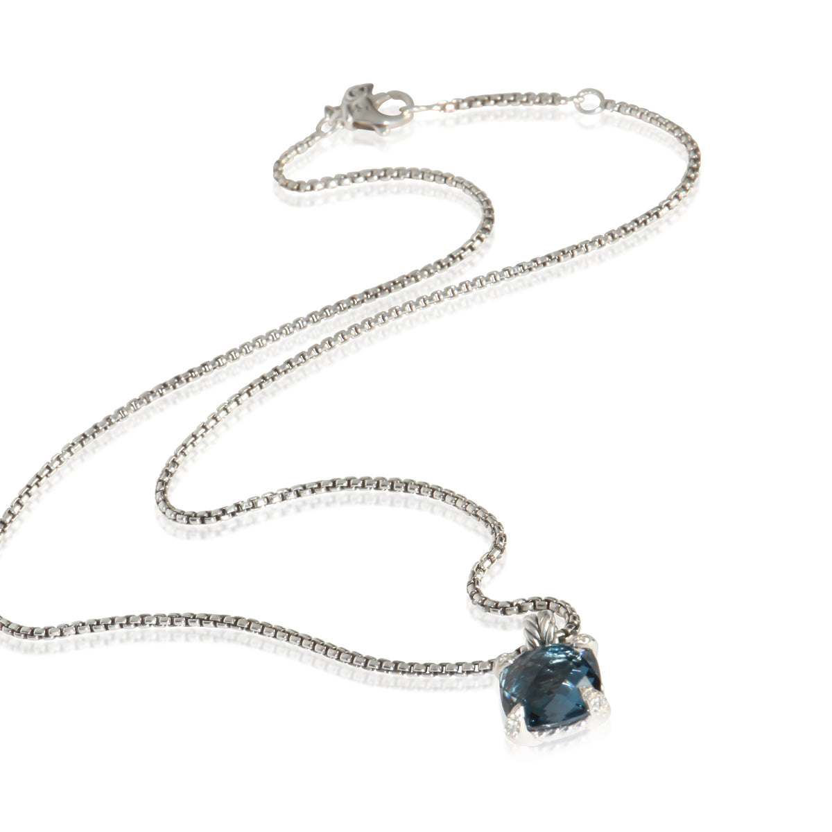 David Yurman Sterling Silver Topaz and Diamond Chatelaine Pendant pv