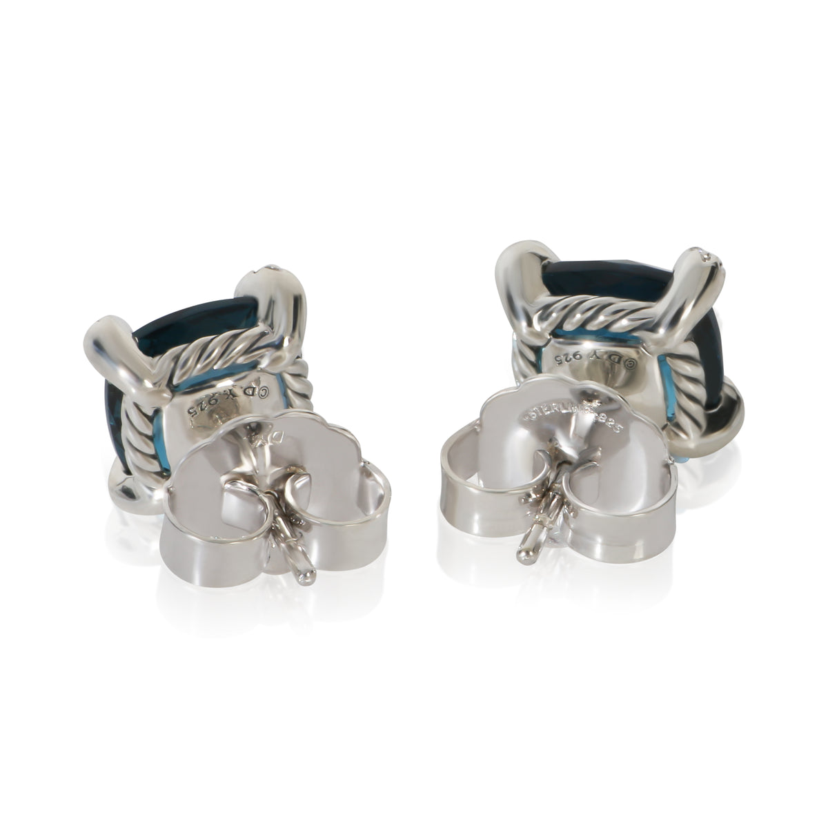 David Yurman Sterling Silver Topaz and Diamond Chatelaine Earrings pv