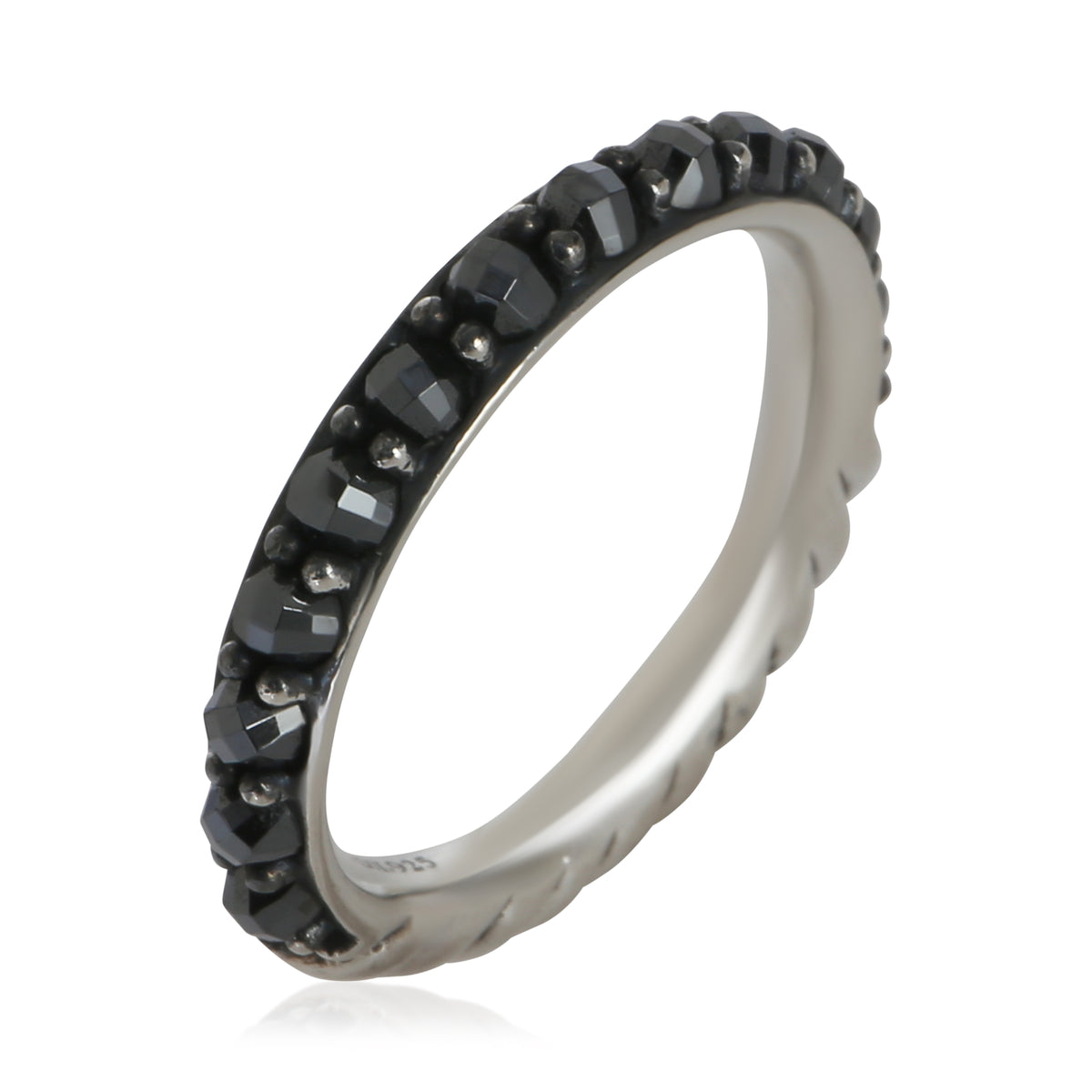 David Yurman Sterling Silver Hematite Cable Berries Ring bv