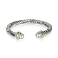 David Yurman Yellow Gold & Sterling Silver Pearl Cable Classic Bracelet fv