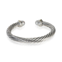 David Yurman Yellow Gold & Sterling Silver Pearl Cable Classic Bracelet pv