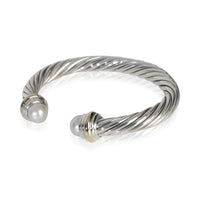 David Yurman Yellow Gold & Sterling Silver Pearl Cable Classic Bracelet sv