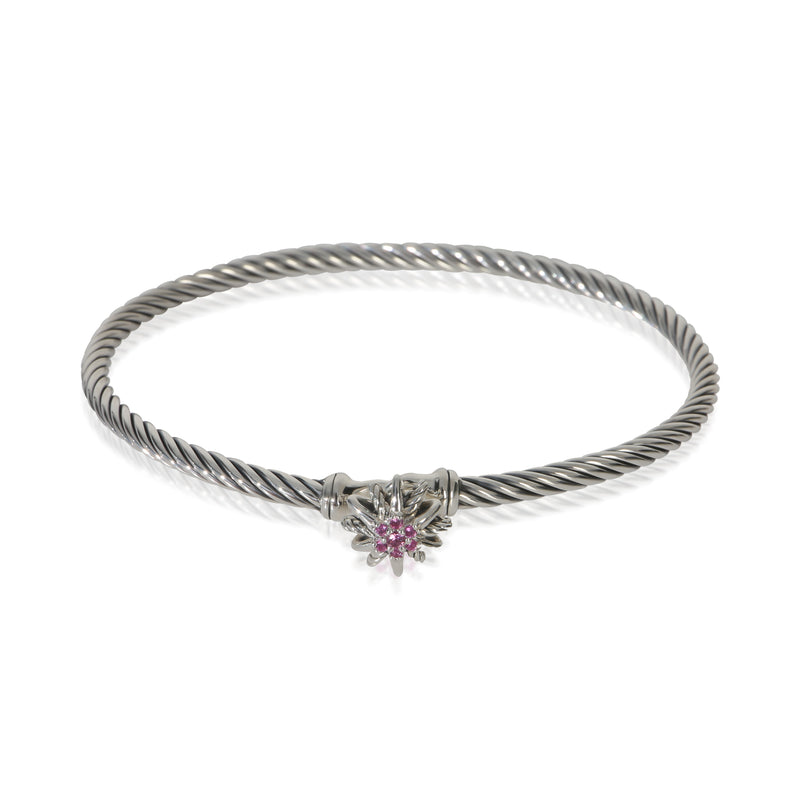 David Yurman Sterling Silver Pink Sapphire Starburst Bracelet fv