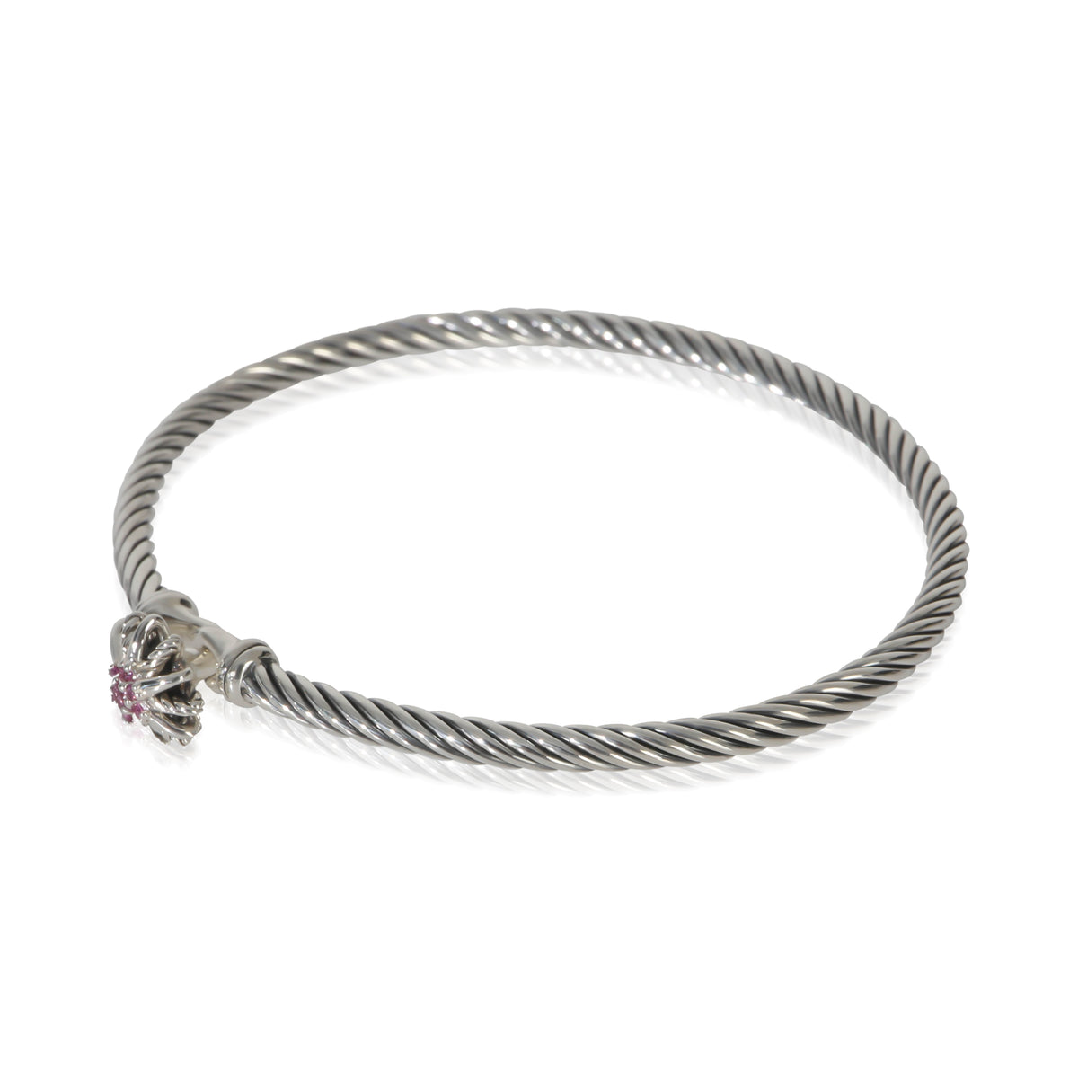 David Yurman Sterling Silver Pink Sapphire Starburst Bracelet sv
