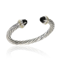 David Yurman Yellow Gold & Sterling Silver Onyx Cable Classic Bracelet bv