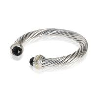 David Yurman Yellow Gold & Sterling Silver Onyx Cable Classic Bracelet sv