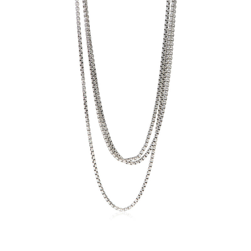 David Yurman Sterling Silver  Box Chain Necklace fv