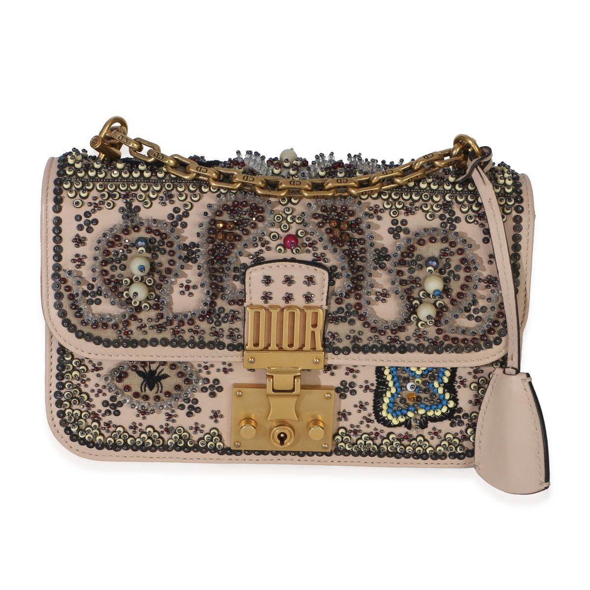 Christian Dior Beige Beaded Small Dioraddict Chain Flap Bag Handbag id