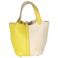 Hermès Bi Color Lime Nata Picotin Lock 18 PHW Handbag 2
