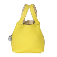 Hermès Clemence Bi Color Lime Nata Picotin Lock 18 PHW Handbag fv