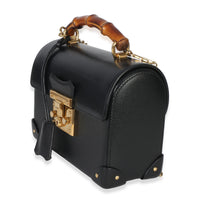 Gucci Black Azalea Calfskin Small Padlock Bamboo Shoulder Bag Handbag 2