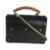 Gucci Black Azalea Calfskin Small Padlock Bamboo Shoulder Bag Handbag 4