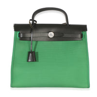 Hermès Bambou Noir Vache Hunter Toile Officier Herbag Zip 31 PM PHW Handbag id
