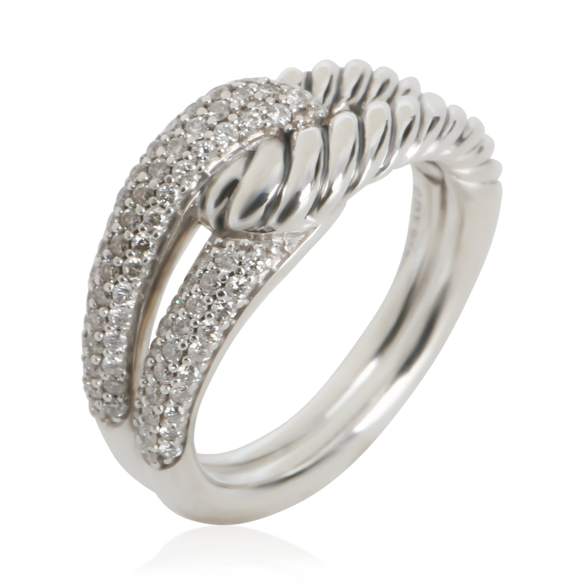 David Yurman Sterling Silver Diamond Labyrinth Single Loop Ring bv