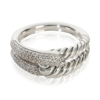 David Yurman Sterling Silver Diamond Labyrinth Single Loop Ring fv